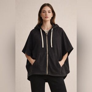 Women's Black Hooded Cape Top